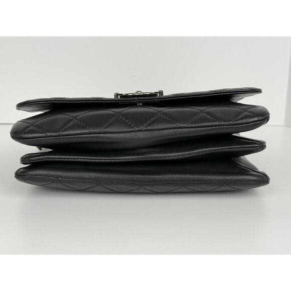 CHANEL Leather Quilted Boy Messenger Bag Black with Silver Hardware B-7 - Picture 6 of 16